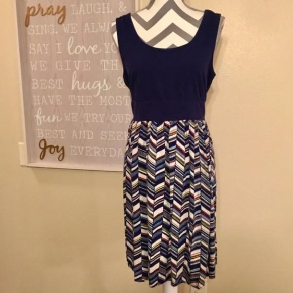 Torrid Dress Size 2 Blue Chevron Print Tank Dress Fit Flare Plus - Picture 3 of 4